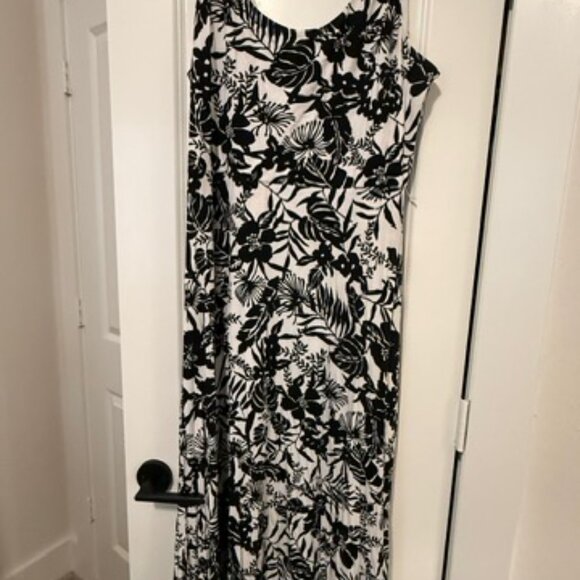 LOFT Palm Tie Waist Midi Dress - size XL - Picture 6 of 6